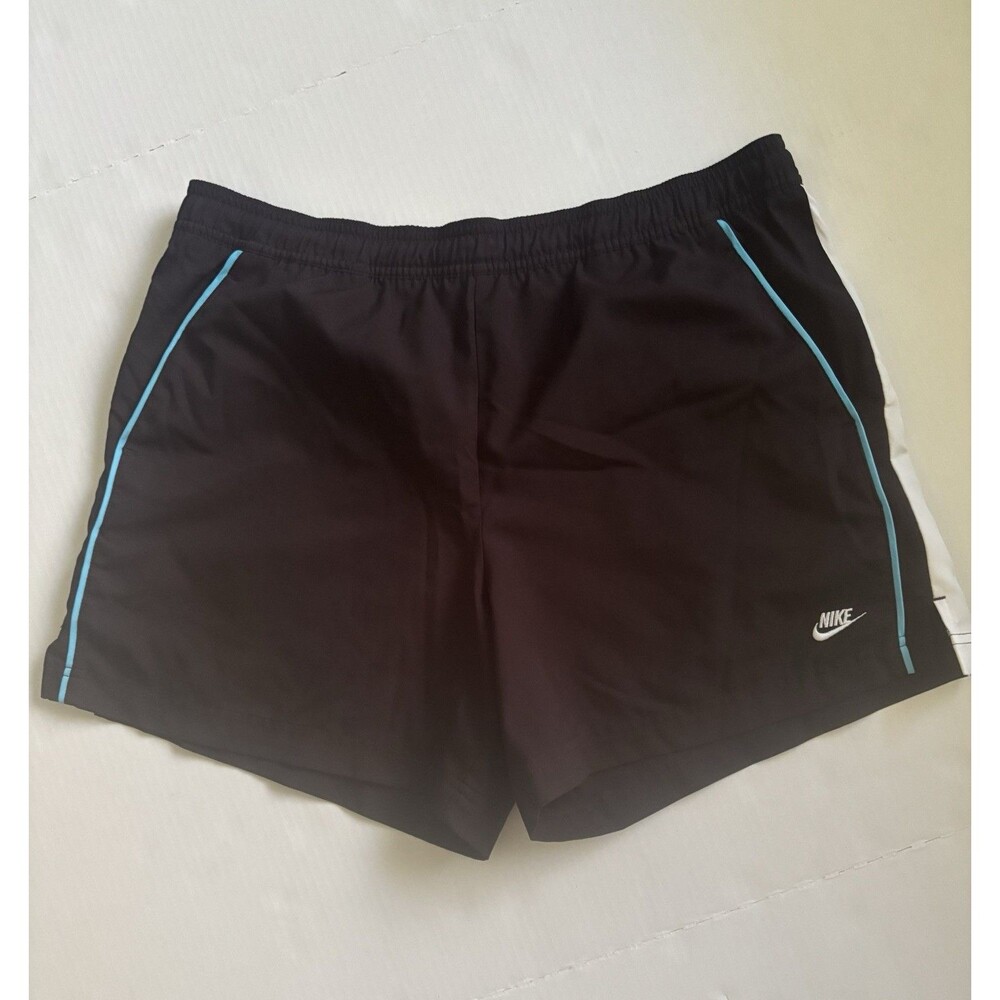 Nike Men's Black/Blue/White Athletic Shorts M Drawstring Elastic Waist Solid
